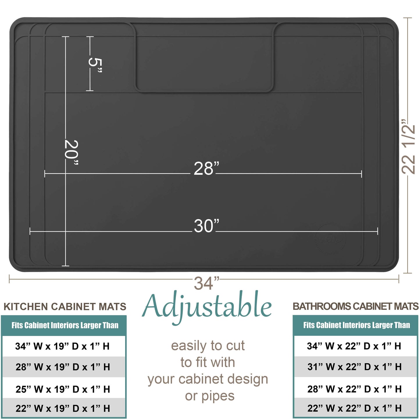 Adjustable under sink mat