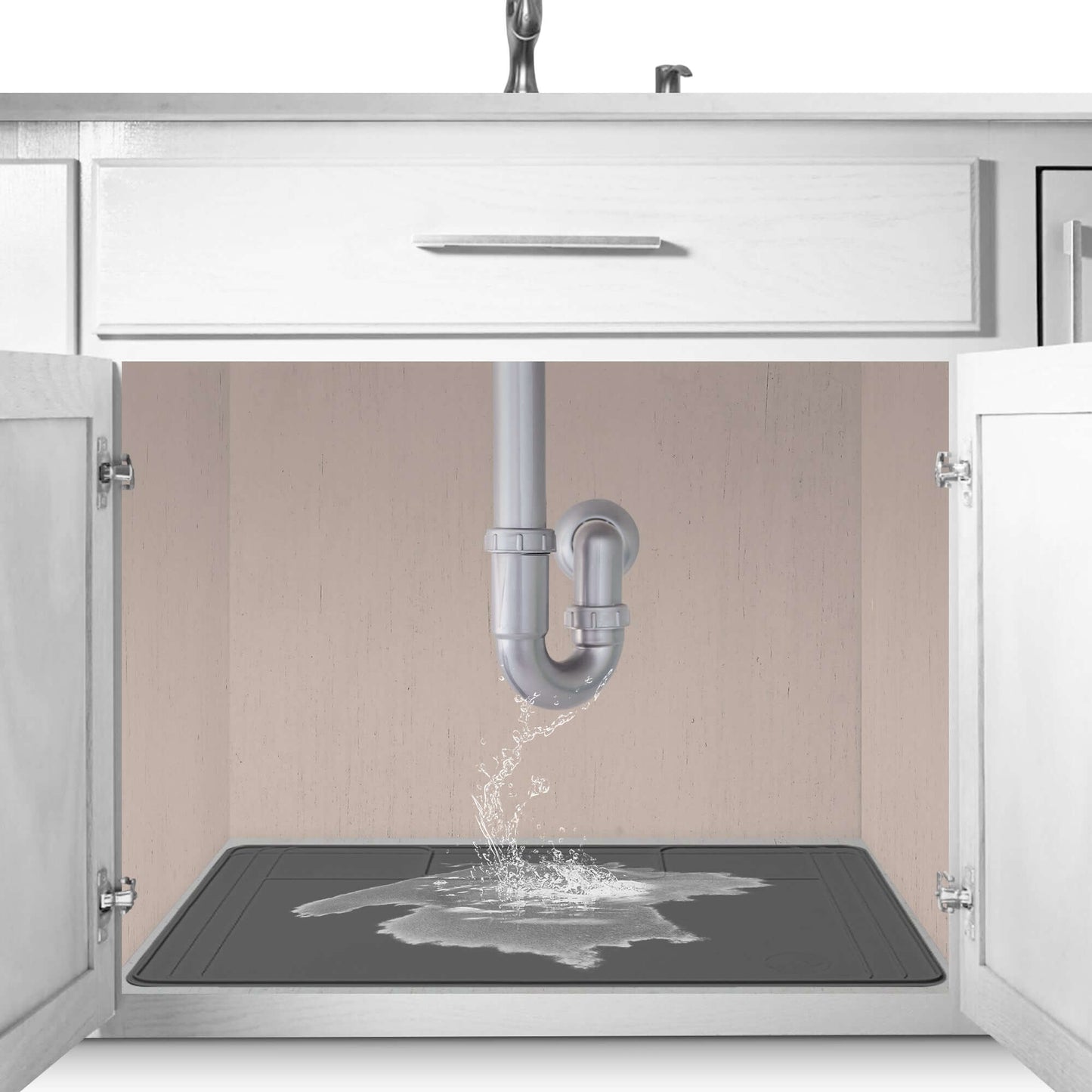 The Original Under Sink Mat - Silicone Waterproof mat, Adjustable, Kitchen cabinet liner - 34" x 22" or smaller