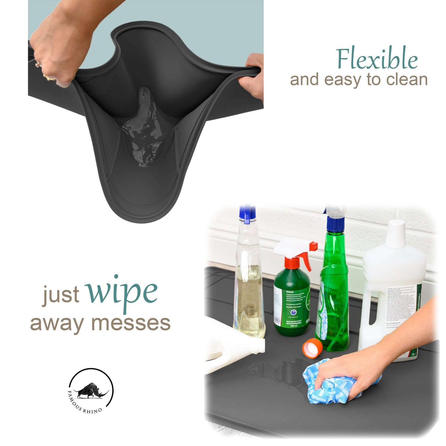 The Original Under Sink Mat - Silicone Waterproof mat, Adjustable, Kitchen cabinet liner - 34" x 22" or smaller