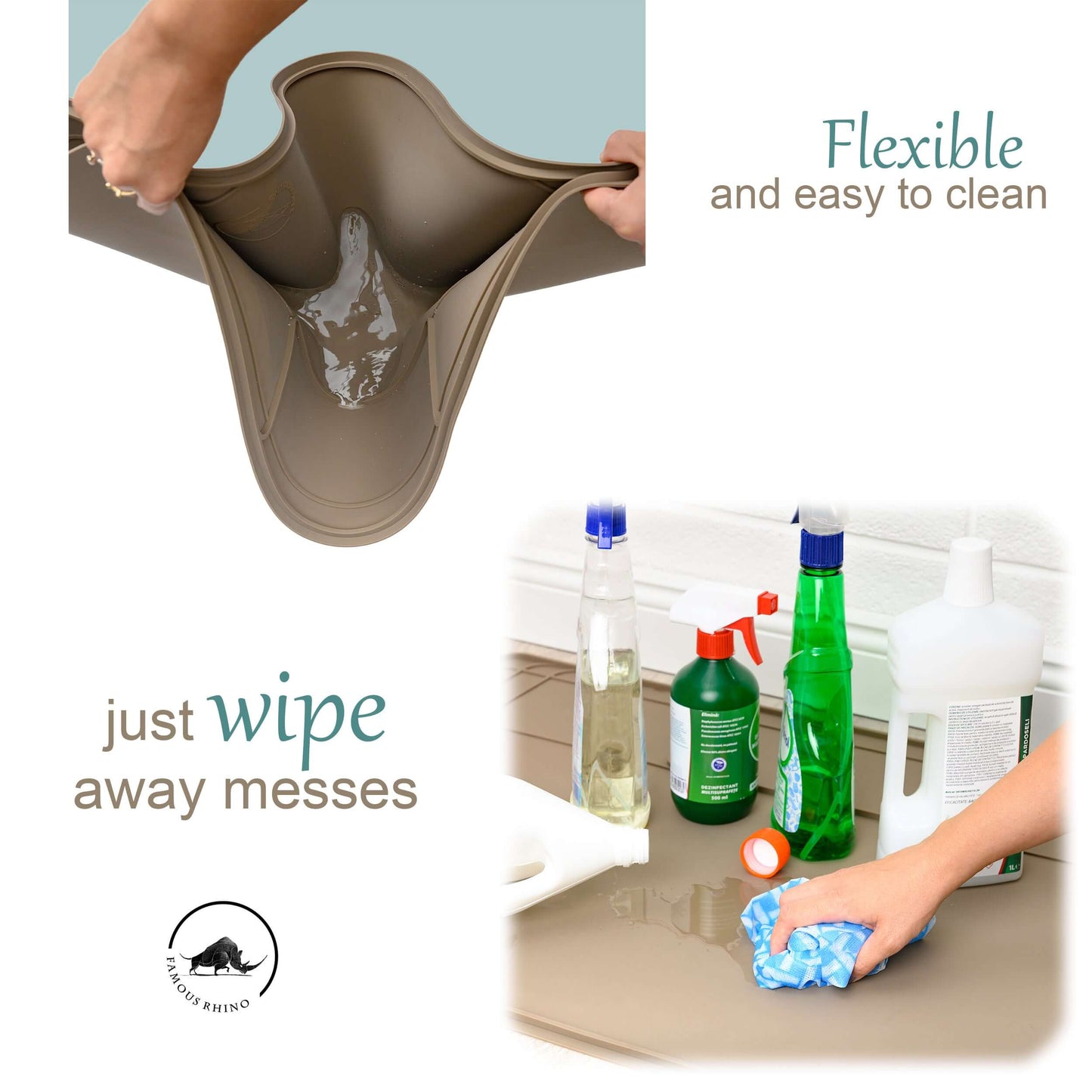 The Original Under Sink Mat - Silicone Waterproof mat, Adjustable, Kitchen cabinet liner - 34" x 22" or smaller